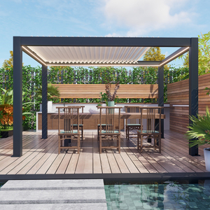 Gazebo en alliage <span class=keywords><strong>d</strong></span>'<span class=keywords><strong>aluminium</strong></span> avec toit à persiennes réglables pour terrasse extérieure, <span class=keywords><strong>jardin</strong></span>, patio, 12x12 pieds - Product Image 5