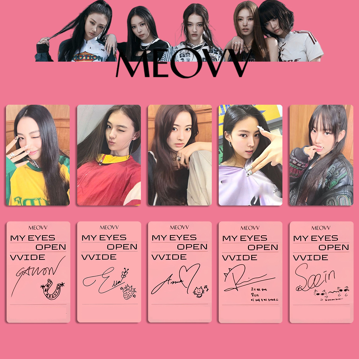 5Pcs/Set KPOP MEOVV MY EYES OPEN VVIDE Album Photocards