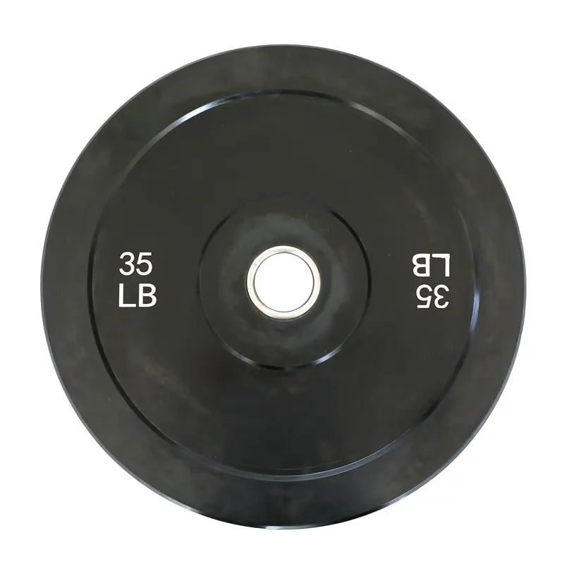 Customize Logo for free Rubber Weight Plates LBS weightlifting Black Bumper plates Gym fitness barbell weight plate