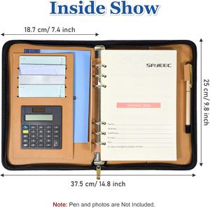 SAYEEC Портфель-органайзер из искусственной кожи на 6 колец, сменный блокнот-планер, обложка для бюджетного планировщика на молнии, подарок - Product Image 4