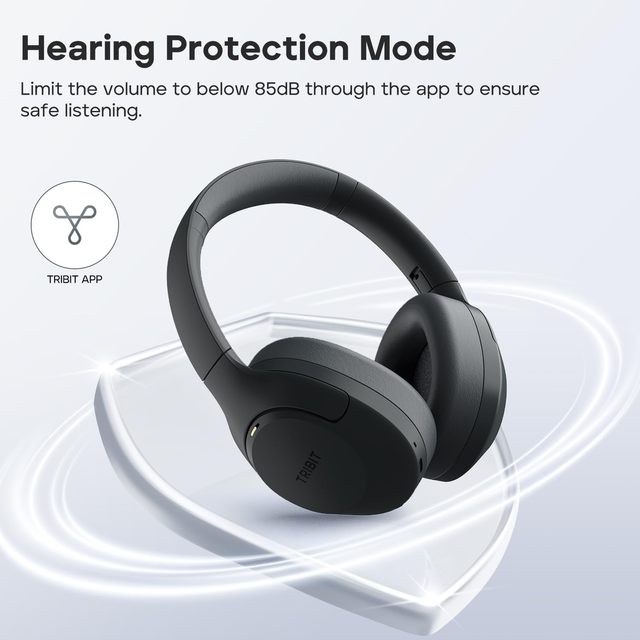 Tribit Wireless Over-Ear Headphones QuietPlus 81,Noise Cancelling,110H Playtime, 6 Custom EQ Via App, Deep Bass, Foldable