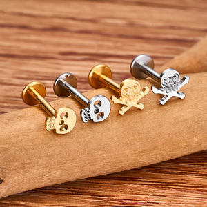 एटम F136 टाइटेनियम हड्डी आकार सीज़ इनले 16 ग्राम आंतरिक थ्रेड नोस्ट्रिल सर्पिल स्टड होंठ कार्टिलेज नाक स्टड पिरलिंग वाले गहने - Product Image 5