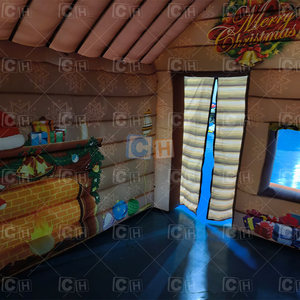 <b>Inflatable</b> Brown Christmas <b>Inflatable</b> Santa Grotto <b>House</b> Tent - Product Image 5
