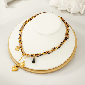 Collana Personalizzata con Catena in Acciaio Inossidabile Placcato Oro 18K, Ciondolo Multi-Elemento Fai-da-Te, Collana Colorata con Cordino, <span class=keywords><strong>Regalo</strong></span> - Product Image 4