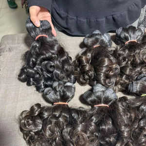 Extensiones de Cabello Humano Remy Indio 100% Virgen, Ondulado, Suave, Voluminoso, Densidad Completa, Color Negro Natural, para Uso en Salón - Product Image 1