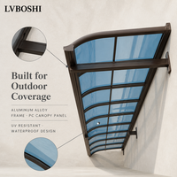 Auvent de porte en alliage d'aluminium sur mesure pour les États-Unis avec panneau PC résistant aux UV, imperméable, pour entrée extérieure