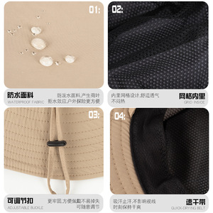 Men's Wide Brim Sun Hat Breathable Solid Color Outdoor Hiking Fishing Cycling Cap - Product Image 4