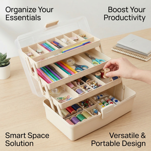 Contenedor Organizador Moderno Multifuncional de Plástico Colorido con Tapa Duradera, Asa y Cierre, Apilable, Tamaño Mediano - Product Image 4