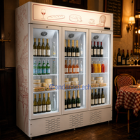 Réfrigérateur commercial vertical pour boissons, vitrine réfrigérée avec verre trempé incurvé, température unique, contrôle numérique