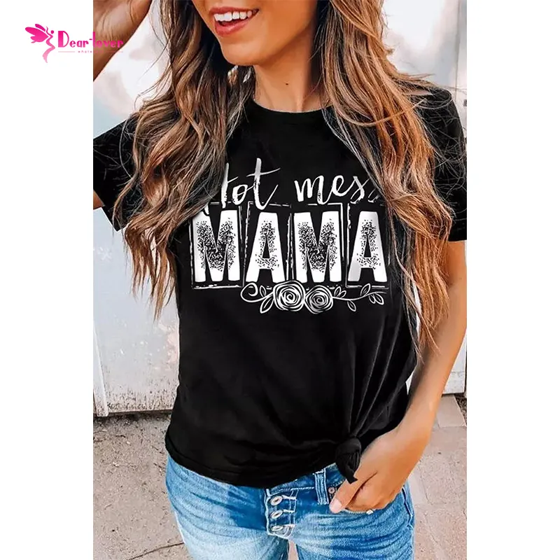 Wholesale Mommy and Me Outfits Tops Mother Daughter Matching Letter Print Tee Family Matching Clothes