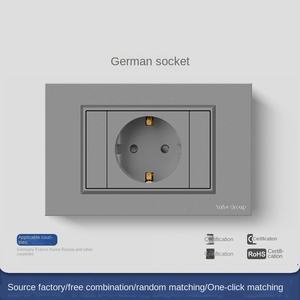 1 Gang 1/2 Way + EU German Standard Wall Switch <b>Socket</b> <b>USB</b> Type-C Universal White Fluorescent High <b>Power</b> <b>Socket</b> PC Panel - Product Image 2