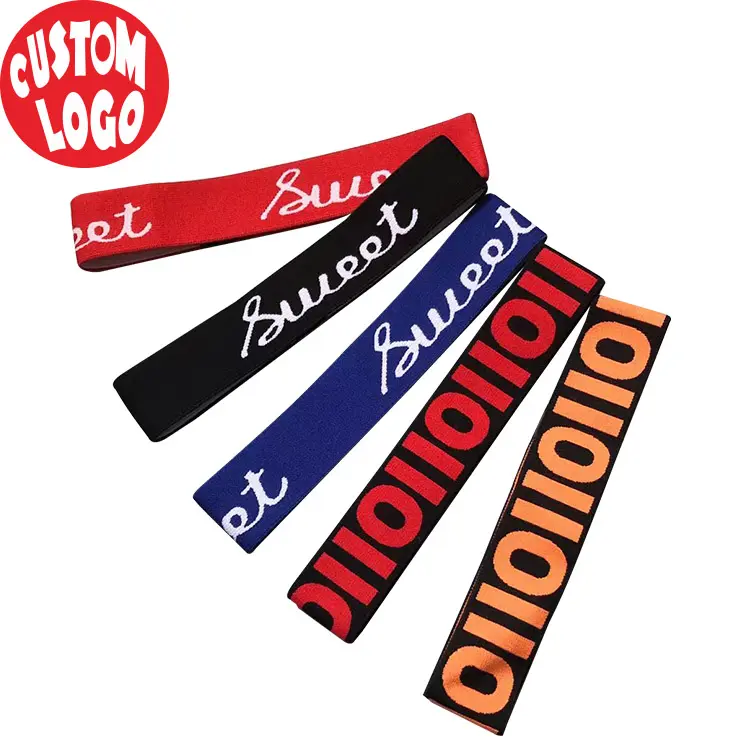 Customized Logo Private Label Unisex Jacquard Woven Elastic Soft Non Slip Sweatband For Running Sports Non-slip Stretch Headband