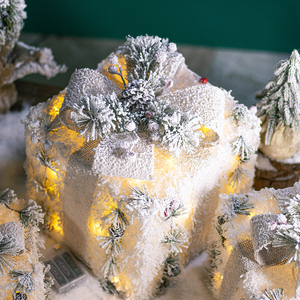 Wholesale Set of 3 Lighted <b>Christmas</b> Gift <b>Boxes</b> Flocked Metal Decorative Presents for <b>Christmas</b> <b>Tree</b> Ornaments - Product Image 4