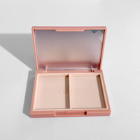 Boîte de rangement rectangulaire rose à double compartiment pour fards à paupières et poudres, vide, avec miroir, pour vente en gros