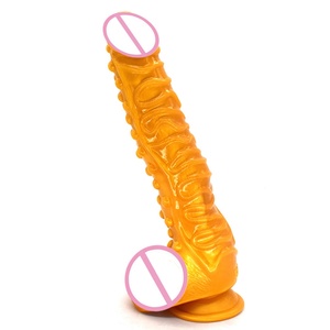 FAAK-G130 Dildo Monstre de 10 Pouces Long, Côtelé et Clouté, en Silicone Souple, Jouet Sexuel, Plug Anal pour Femmes - Product Image 6