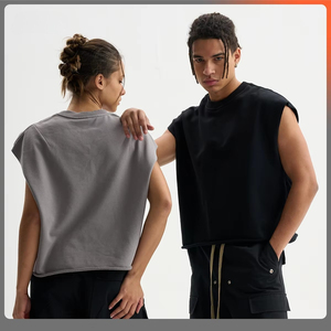 Camiseta sin mangas para hombre, estilo boxy, de secado rápido, de algodón acanalado, con logo personalizado, para verano, deporte, gimnasio, chaleco, top. - Product Image 5