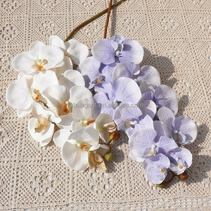 EG-O281 9 Cabezas de Flor, Flores Artificiales de Orquídea con Tacto Realista 3D en Turquesa, Azul Pavo Real, Morado <span class=keywords><strong>y</strong></span> Blanco para Decoración de Bodas <span class=keywords><strong>y</strong></span> Hogar - Product Image 2