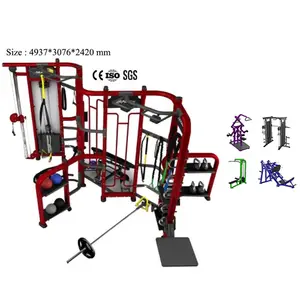 Ticari spor salonu Fitness kablosu crossover makinesi çok istasyonu fonksiyonel eğitmen Smith Lat aşağı çekme gücü eğitim makinesi