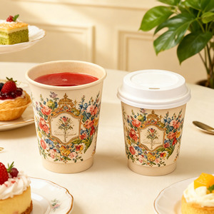 Gobelets à café, boba, thé au lait en papier kraft blanc bambou, qualité alimentaire, jetables, personnalisés, pour les boutiques de desserts, les cafés et les plats à emporter - Product Image 6