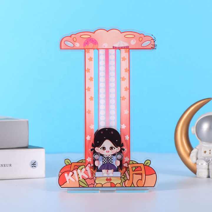 JING CHUAN Custom Anime Cartoon Figure A4 Print Clear Acrylic Character Standee Rotating and Spinning Plastic Stand