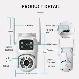 Cámara PTZ WiFi para exteriores con visión nocturna a color de 4MP, lente dual, giro e inclinación de 360°, aplicación SuLink para seguridad en el hogar y el jardín. - Product Image 3