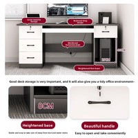 Bureau de travail à domicile moderne extensible avec tiroir, chaise de gaming au design simple, style panneau en bois pour l'écriture des étudiants ou l'utilisation dans une chambre.
