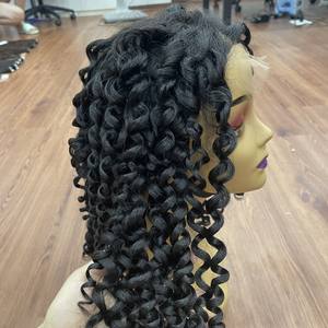 Lista de precios al por mayor, pelucas rizadas birmanas de vapor, pelucas de mezcla de Peluca de cabello humano sin pegamento con encaje frontal - Product Image 1