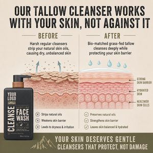 Men Gentle Daily Cleanser Preserves <b>Skin</b> Barrier Deep Hydrates Fast Cleans Dirt Oil Aloe Green Tea Tallow Purifying <b>Face</b> <b>Wash</b> - Product Image 2