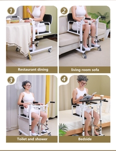 Chaise élévatrice hydraulique pour transfert de patients, pour personnes âgées, avec fonction toilettes, portable et réglable, capacité 120 kg, design contemporain - Product Image 4