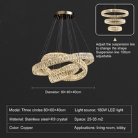 Lustre en cristal LED sans scintillement en acier inoxydable haute CRI 97