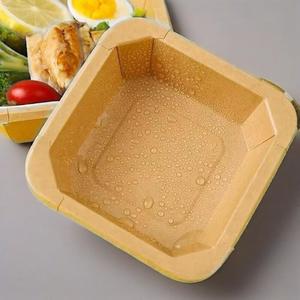 Tazón Rectangular para Ensaladas, de Papel Kraft para Llevar, 1200 ml, Tazón Octagonal de Papel Kraft, Recipientes para Empacar Alimentos con Tapa - Product Image 4