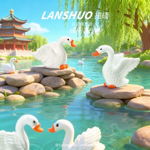 Muñecos de cisne Lanshuo, figuras en miniatura, decoraciones artísticas para paisajes, decoración del hogar DIY. - Product Image 2