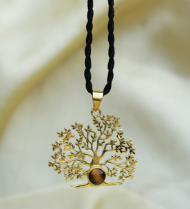 New Arrival Tree Of Life Pendant Boho Brass Necklace Women 18k Gold Plated Tiger Eye Jewelry Chic <b>Charms</b> Wholesale/OEM/ODM - Product Image 1