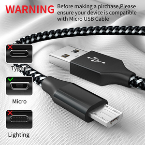 Nhà Máy Bán buôn 3.3ft giá chất lượng cao mạnh mẽ nylon bện Micro USB Cable Đối với Android - Product Image 2