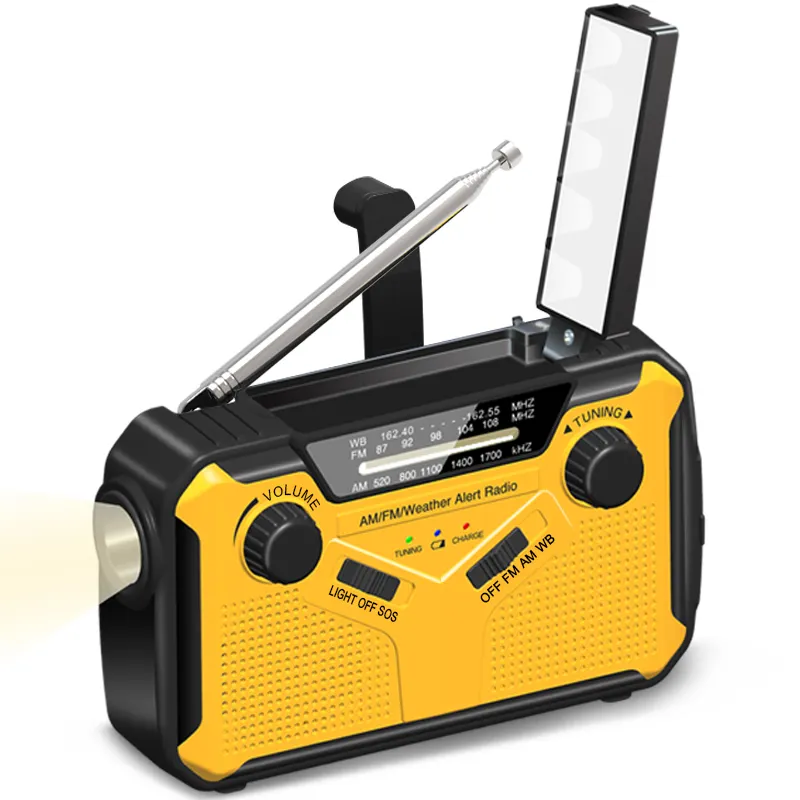 Weather Radio with AM.FM SOS flash torch 3000mAh power bank Emergency Solar Hand Crank radio