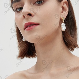 Gemnel Nieuwe Mode 925 Verzilverde Sieraden Grote Natuurlijke Barokke Parel Oorbellen - Product Image 3