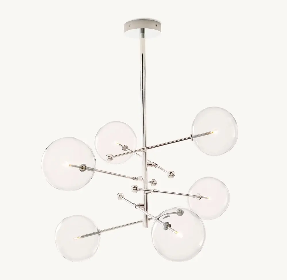 America Design Luxury Lamp GLASS GLOBE MOBILE SIX-ARM CHANDELIER 55" for Indoor Living Room Use