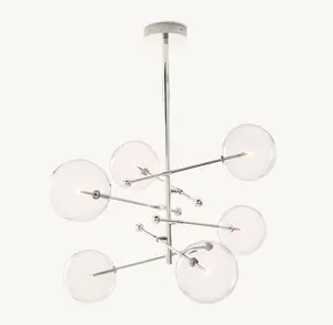 Американская дизайнерская Роскошная лампа со стеклянным глобусом, мобильная шестиугольная люстра 55 дюймов для использования в гостиной