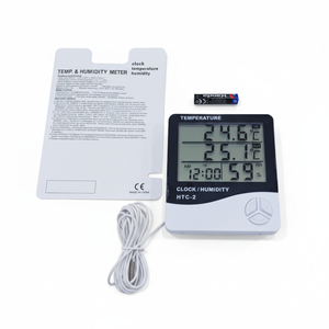 Thermomètre hygromètre multifonctionnel HTC2 rechargeable avec sonde externe, réveil pour la maison et le bureau - Product Image 3