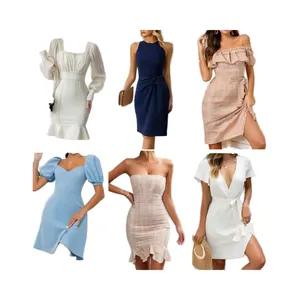 Robe mini d'été en coton pour femme, dos nu, en stock, provenant d'un fournisseur de Guangdong pour dropshipping de quantités mixtes - Product Image 3