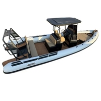 Bateaux en aluminium de 25 pieds, RIB 760, bateaux pneumatiques en caoutchouc marin à fond en V profond, PVC/Hypalon, à vendre