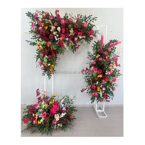 Composition florale artificielle de haute qualité en soie, guirlande florale <span class=keywords><strong>fuchsia</strong></span>, <span class=keywords><strong>fleurs</strong></span> d'arche rose vif pour mariage, fête, décoration intérieure, vente en gros - Product Image 2
