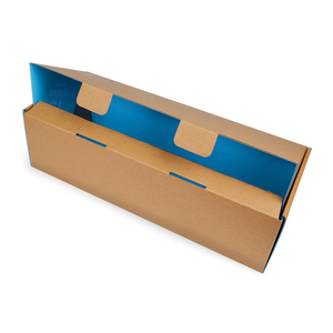 Kraft Brown Wellpappe Versand verpackung Box mit blauer Farbe innen und weißer Folie Stempel geprägt und matt laminiert - Product Image 4