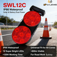 Nouvelle arrivée, cône de signalisation solaire étanche IP66 SWL12C, 12 LED, distance visible >800m, mode d'alimentation double (solaire/batterie)