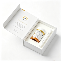 Boîte cadeau rigide personnalisée avec couvercle rabattable pour miel, emballage de luxe pour miel de Manuka avec insert en papier, estampage à chaud doré, boîte rigide de qualité alimentaire