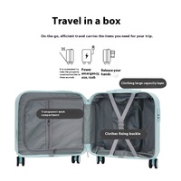 Valises de petit avion de luxe de 20 pouces Ensembles de bagages avec chargeur USB Porte-gobelet Logo personnalisé Cosmétiques Fermeture à glissière Vente en gros