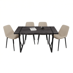 Ensemble de table à manger rectangulaire moderne en MDF de 59 pouces avec structure en métal et chaises en daim pour cuisine et restaurant - Product Image 1