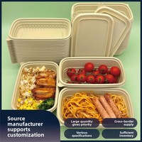 Boîte à lunch carrée jetable biodégradable avec couvercle, en poudre de bambou de qualité alimentaire, pour l'emballage de sushis, bonbons, sandwichs, gâteaux, biscuits