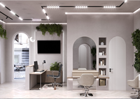 Solution complète de mobilier de salon avec conception 3D gratuite – Salon de coiffure tout-en-un, salon de manucure moderne et luxueux, ensemble de meubles vitrine.