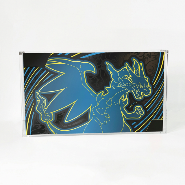 JH Custom UV Protection Clear Acrylic Case for TCG Mega Phantom Charizard X Ex Ultra-Premium Collection with Strong Magnet Lid